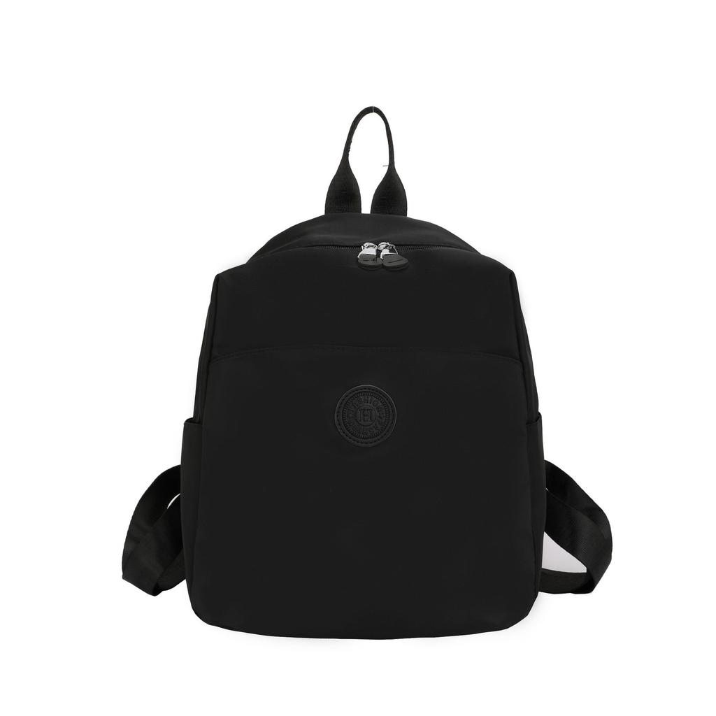 Schoolbag Caramel Light Brown Solid Color Round Label Backpack College Student Quiet Luxury Short Trip Commuting Shopping Lightweight Backpack