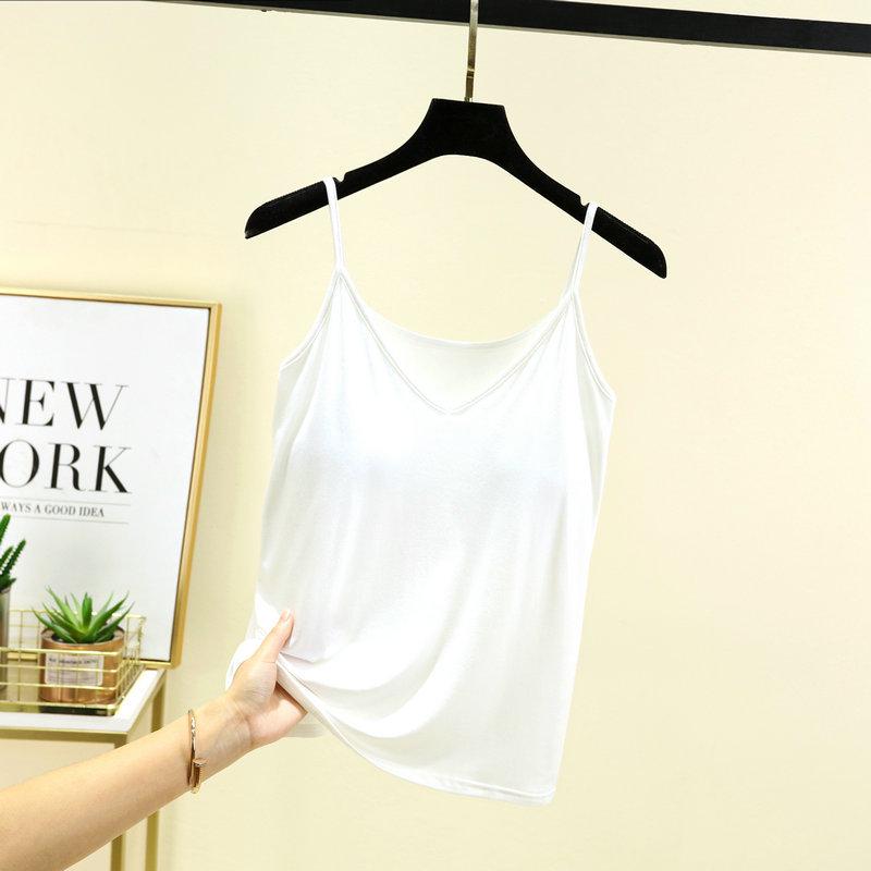 Women's Summer V-Neck Padded Camisole - Slimming Sleeveless Base Layer Top