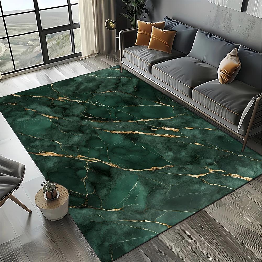 2025 New Style Colour Nature Marble Blue Gold Carpet Rug for Living Room Bedroom Home Sofa Decoration,Kid Non-slip Floor Mat