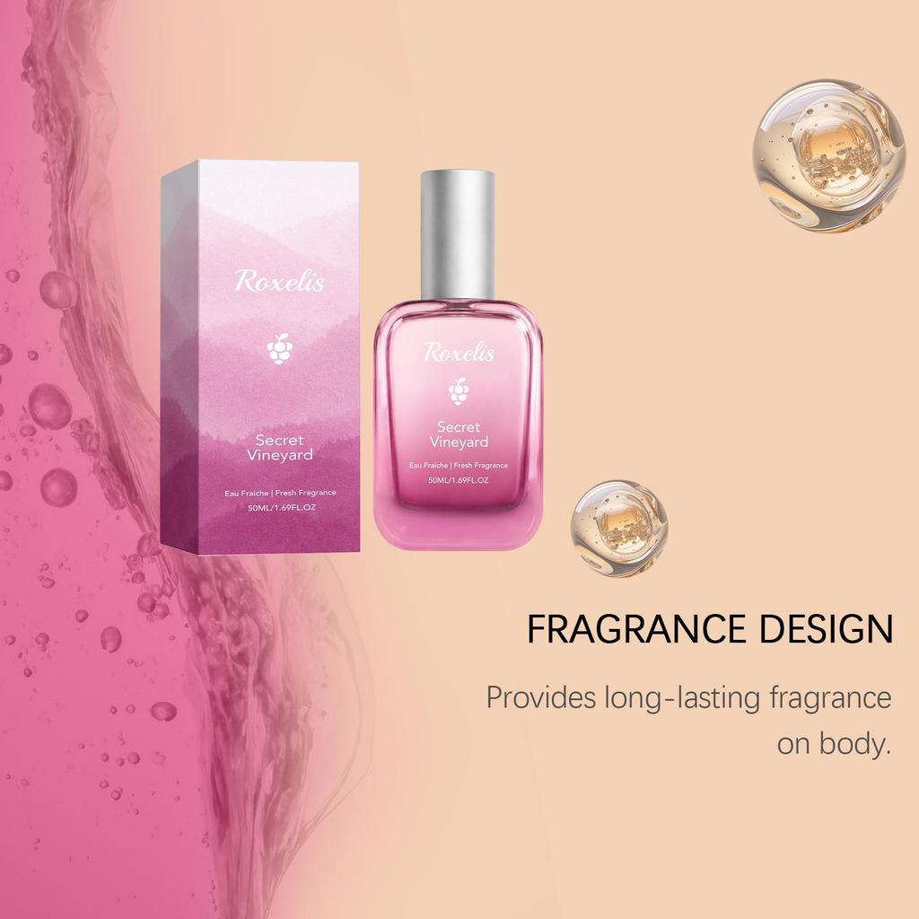 Vineyard Perfume: Fresh, Elegant, Long-lasting Scent with Rich Layers, Gentle for Daily Use, Commute, Dating & Travel.