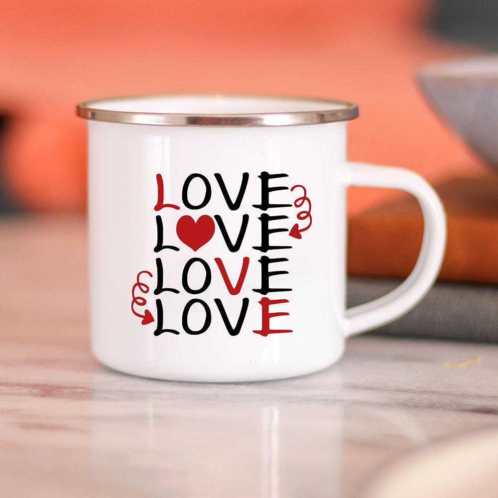 Bride Bridegroom Creative Enamel Coffee Mugs Marry Party Wine Beer Drink Juice Cocoa Cups Lovers Milk Water Mug Valentines Gifts