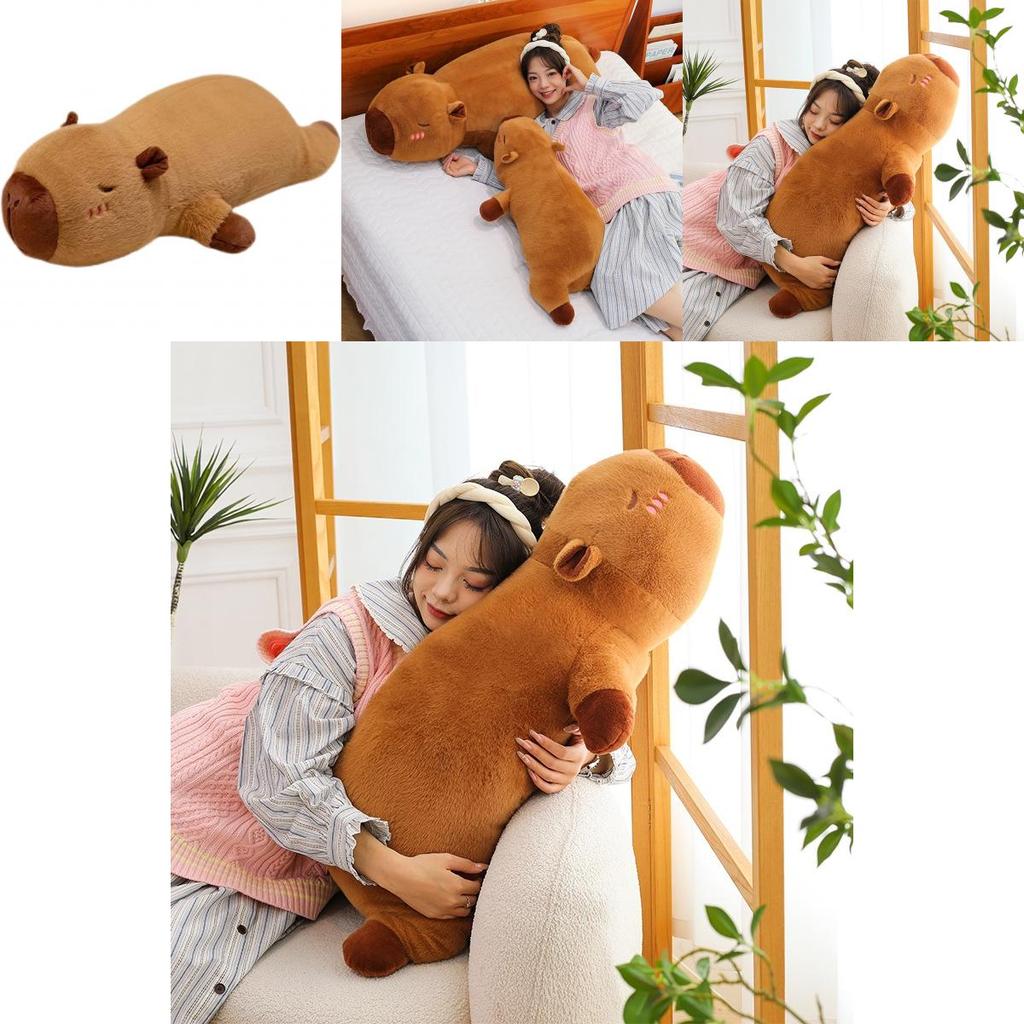 Weiches Kurzes Plüsch Capybara Kuschelkissen Ideal für Übernachtungen und Schlafzimmerdeko 50cm und 90cm Größen