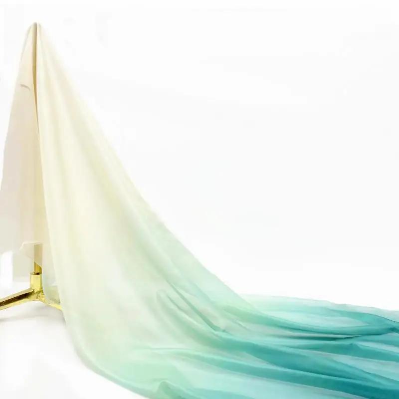 30D Szyfon Tencel Kolor Gradientowy Cienka Tkanina Ubrania Sceniczne Sukienki Koszule DIY Dekoracja Domu 100x150cm