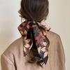 "2022 Retro Hong Kong Floral Silk Scarf Headband: Versatile, Long, Decorative, Literary Style"