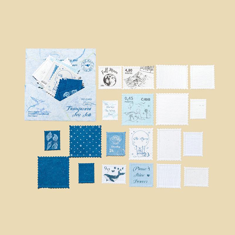 Mò Mò Stamp Sticker Pack: Paper Realm Series - Letterpress Embossed Journal Decoration Scenery Stickers