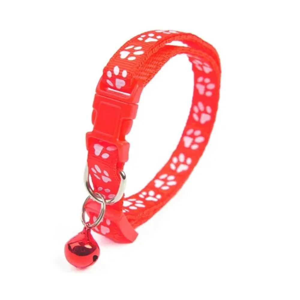 Stoffhalsband für Hunde und Katzen, Halsband mit Glocke mit einzelnen Pfotenabdrücken, Katzenschnallenhalsband