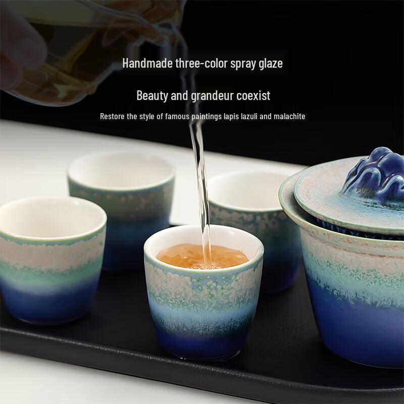 Forbidden City Thousand Miles of Rivers and Mountains Kiln-Change Ceramic Tea Set