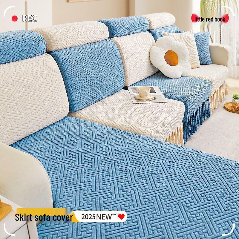Four Seasons Universal Non-Slip Sofa Cover - Full Wrap, Simple Design for Living Room