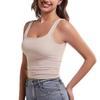 Square Neck Tank Top Wide Shoulder Straps Crop Tops Women Summer Camis Solid Color Camisole Fashion Tube Female Sleeveless Cropped Vest Y2K Clothes