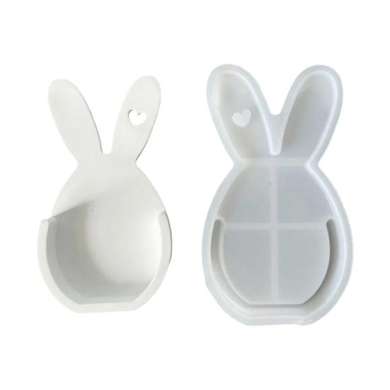 Silicone Easter Bunny Mold Flexible Flower Basket Casting Mold for Epoxy Plaster Wax DIY 3D Easter Decorations And Crafts Gift
