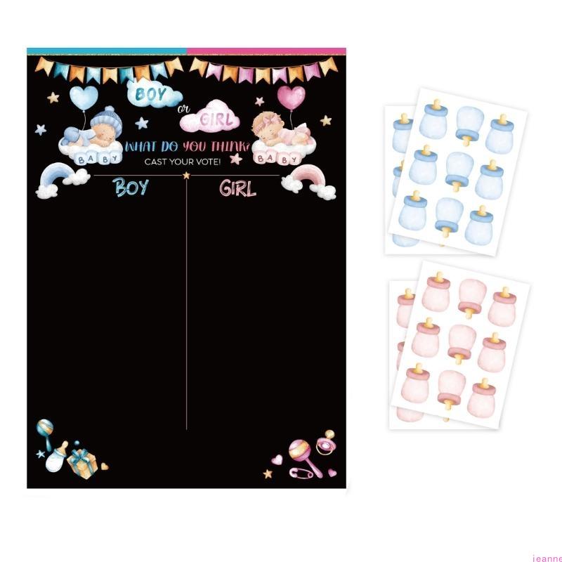 

Gender Reveal Game for Baby Shower with Poster 36pcs Girl or Boy Voting Stickers чёрный