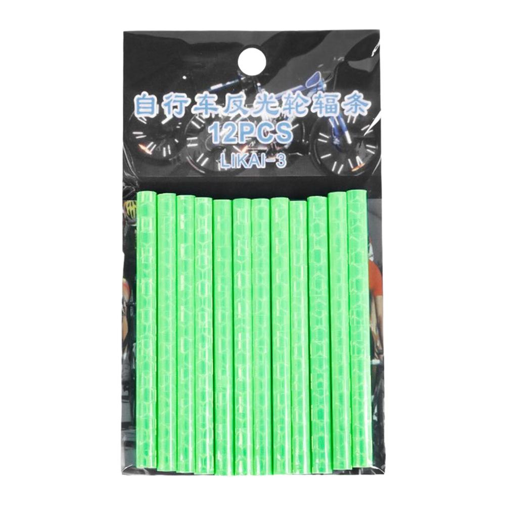 12PCS/Bag Bike Wheel Spokes Reflective Tube Strip Cycling Reflector Warning Light For Mountain Bike Dead Fly Bicycle Decoration