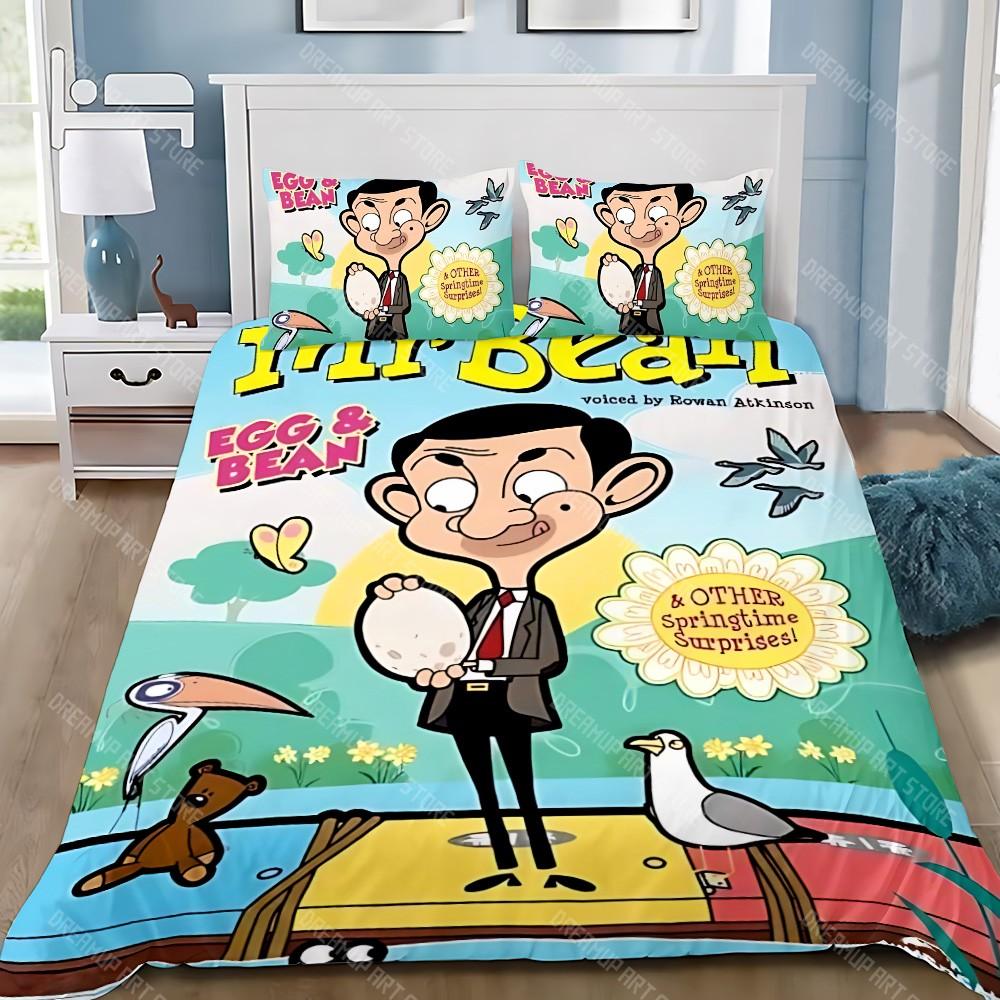 Cartoon Duvet Cover Pillowcase Bedding Set Adult Boy Mr B-Bean Girl Bedroom Decoration Children Gift Single Double Large Size
