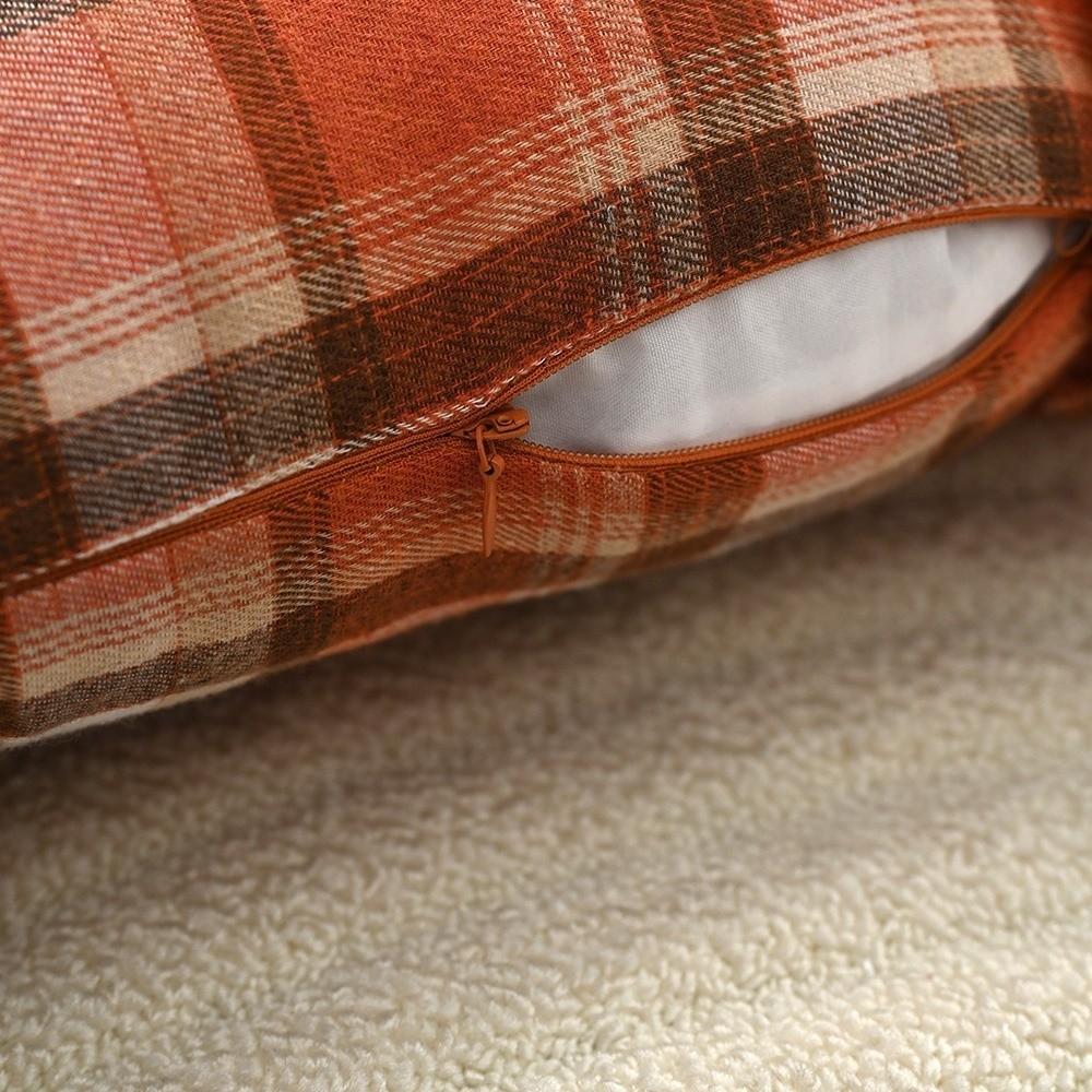 Tartan Plaid Decorative Pillow Covers Ruffle Trim Checkered Pillowcase For Couch Sofa