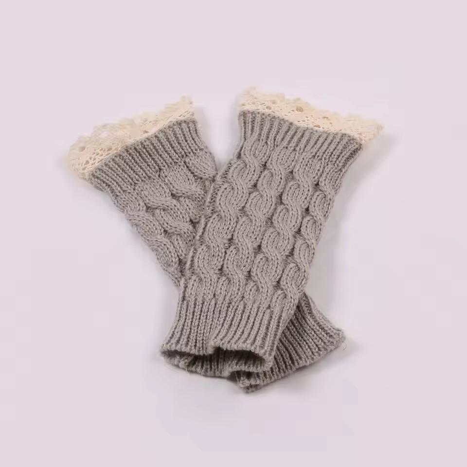 New Lace Fingerless Gloves Women's Gloves Winter Warm Cute Student Writing Typing Half Finger Acrylic Knitted Glove Mittens