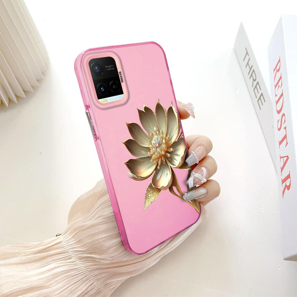 

Окрашенный узор, красочный серебристый, двухсторонний, жесткий, противоударный чехол для телефона Vivo Vivo Y03T темно-розовый