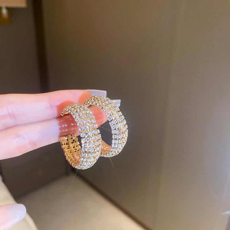 

Модные серьги-каффы C-образной формы с бриллиантами Серебряная игла : Роскошные геометрические серьги для женщин