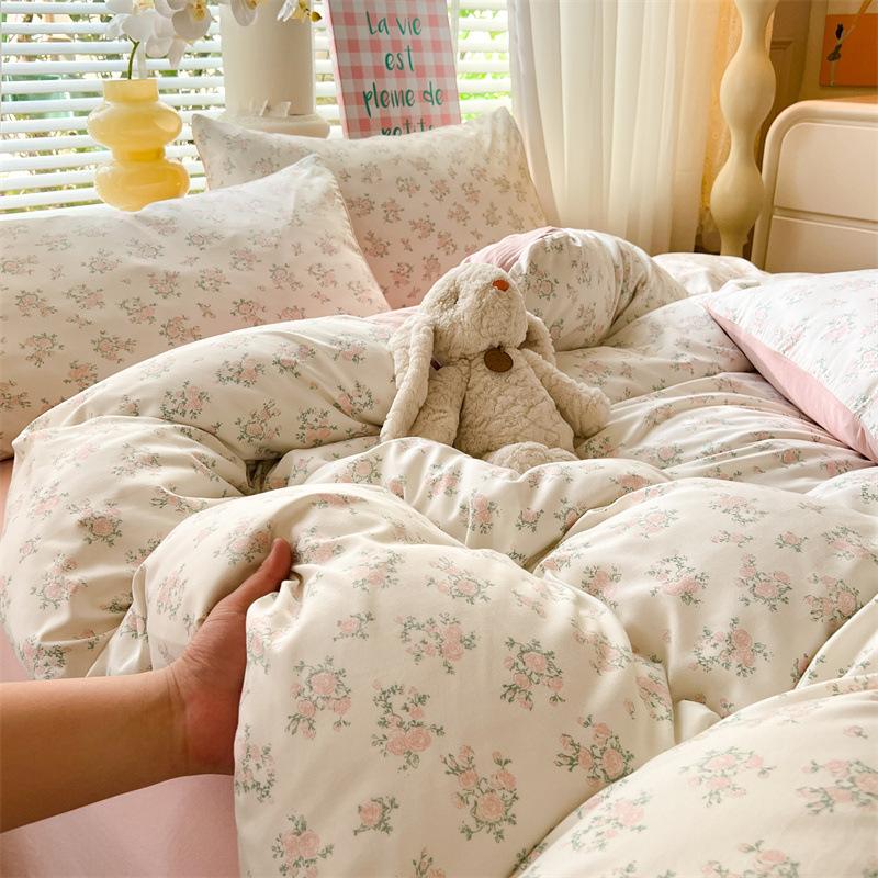 Class A Maternal And Infant Grade Washed Cotton Bed Four-Piece Set, Children'S Cartoon Bed Sheet Quilt Cover, Dormitory Single Quilt Cover 3Pcs Set