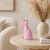 Rosa Katzenstatue, Kleine Tierfigur aus Harz, Minimalistische Moderne Kunst Katzenfigur für Zuhause Wohnzimmer, Büroregal Dekoration