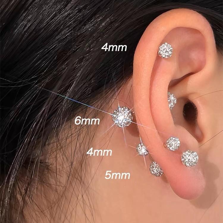 Sterling Silver Screw Ear Bone Nail Niche Premium Sense Zircon Cochlear Nail Personality Simple Diamond Earrings Earrings Women