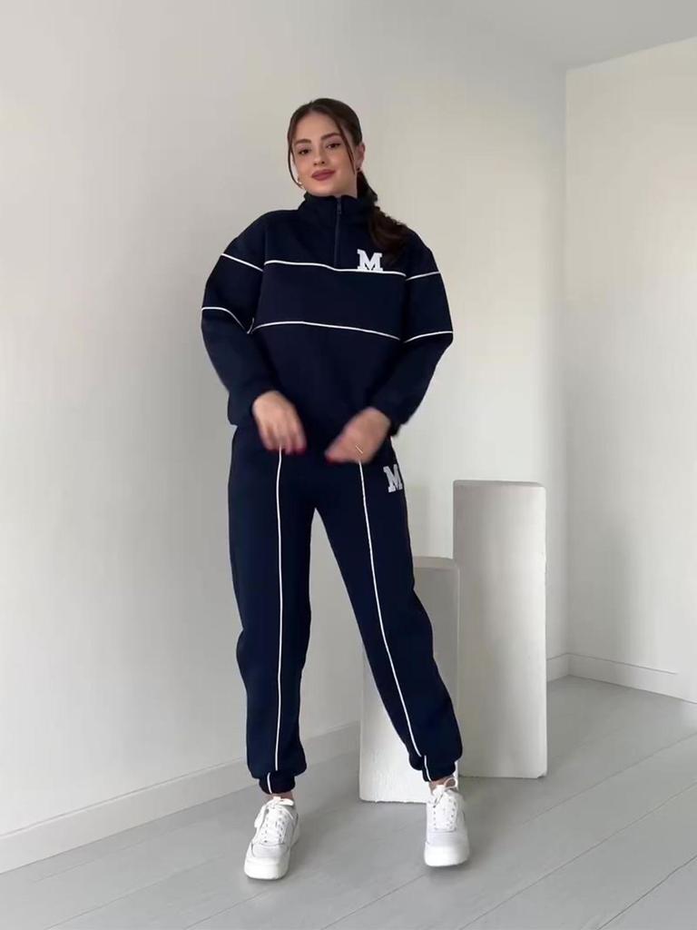 2024 Autumn Color Block Sporty Fashion Loose Set