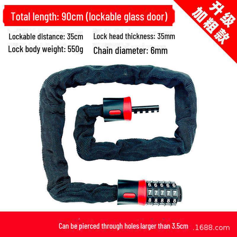 Universal Anti-Theft Lock: Password-Protected Iron Chain for Bicycles, Electric Cars, and Doors