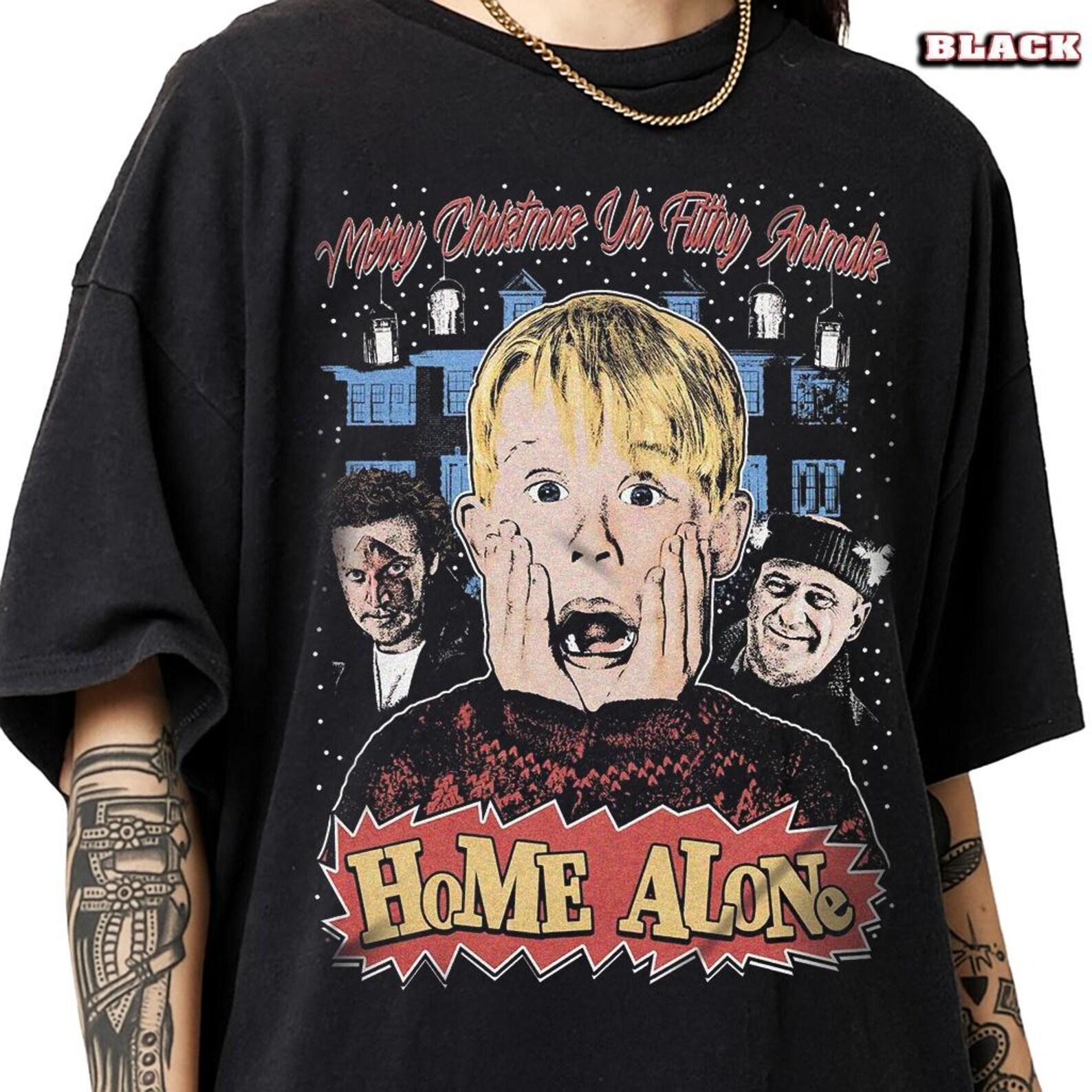 Vintage Home Alone Christmas shirt, Retro Holiday Kid Shirt, 90s Xmas Movie Style Tee, Funny Holiday Graphic Shirt, Winter Nostalgia Tee M