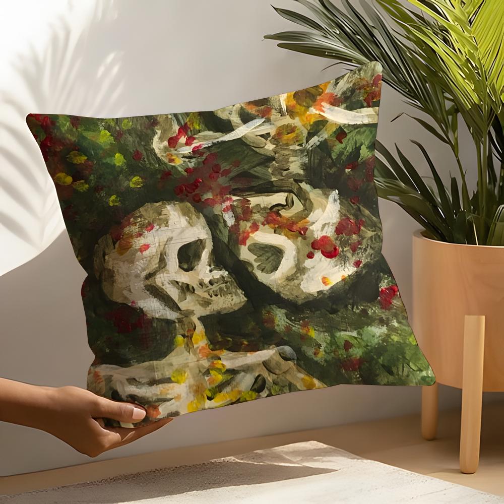 Festival Day Of The Dead Art 4 Pillow Case Linen Cushion Covers For Decorative Sofa Home Pillows Case Car Chair Pillows Cases