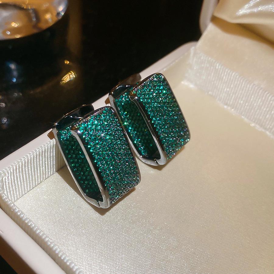 Zircon Rectangular Ear Buckles Luxury Vintage Design Jewelry for Women