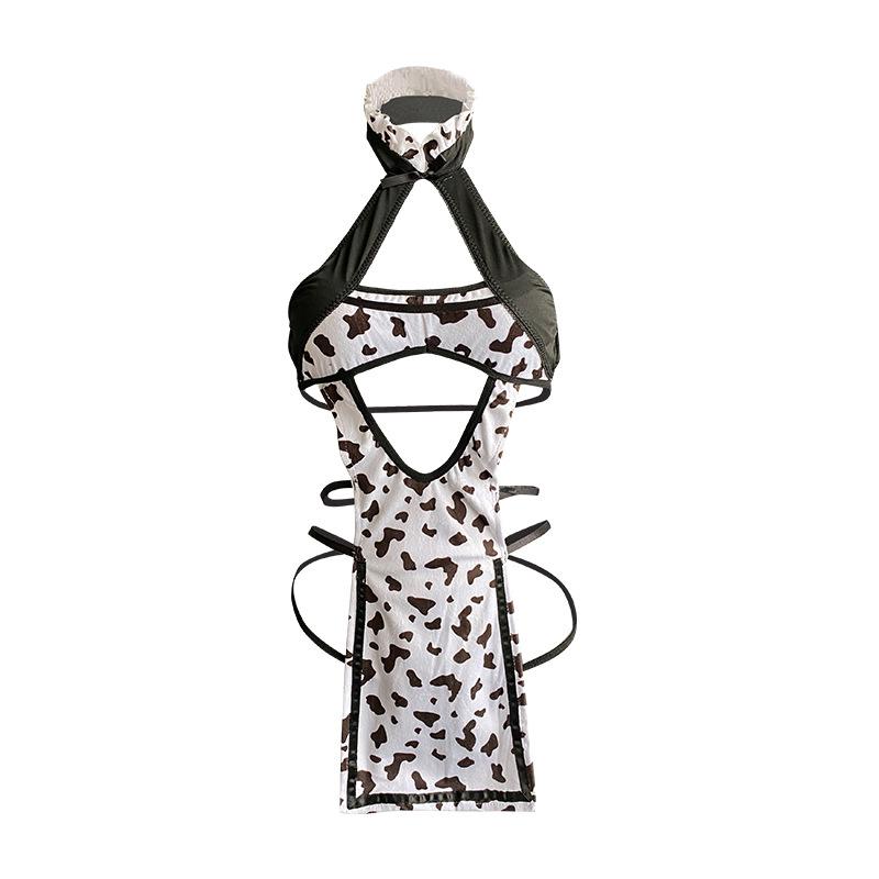 Sexy Lingerie Women's Passion Small Chest Robe Free Cute Cow Uniform Seduction Suit