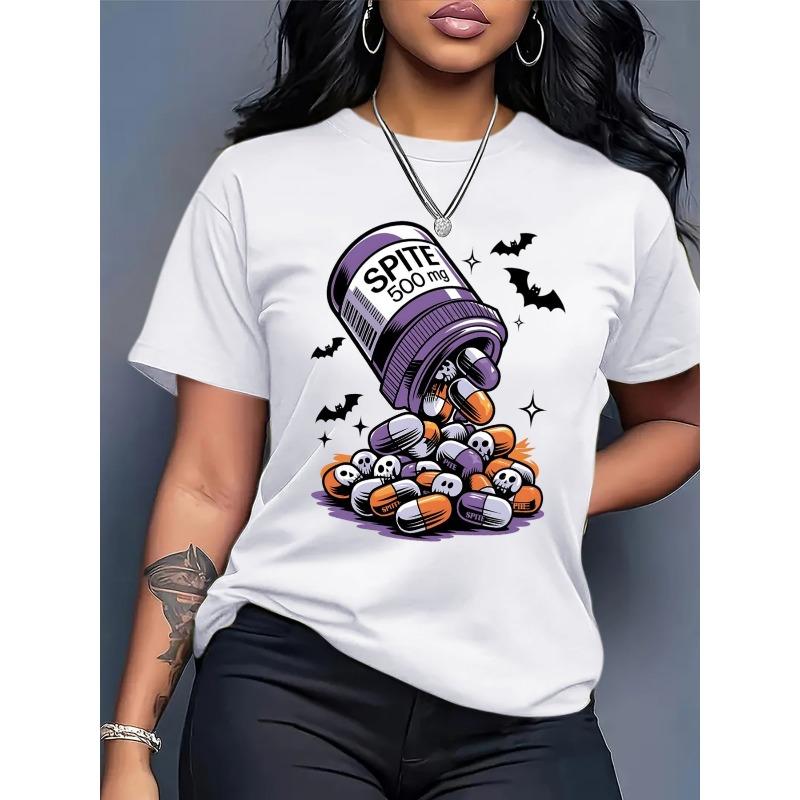 

Женская футболка большого размера оверсайз с графическим принтом Белый Фиолетовый Оранжевые акценты Свободный крой Дышащая Легкая Уличная одежда Повседневный Топ S белый