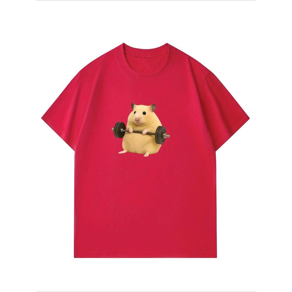

Women s Light Green Hamster Lifting Weights Graphic Harajuku Short Sleeve Casual Meme T-shirt Clothing Street Aesthetic Clothes XL
