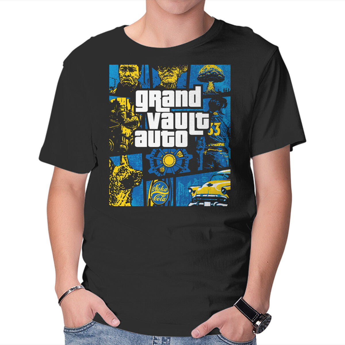 Unisex Crew Neck T-Shirt Grand Vault Auto Graphic Short Sleeve Casual Tee XL