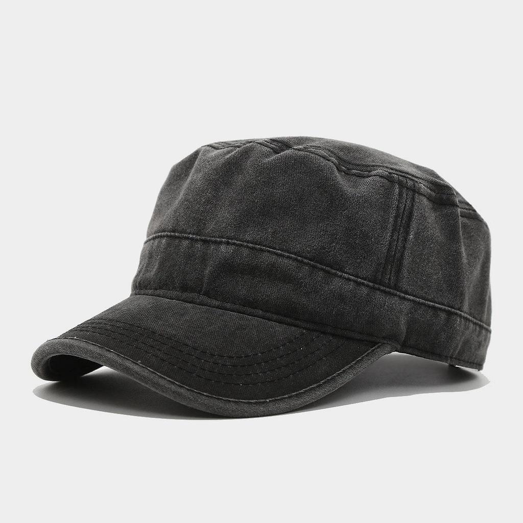 Chapeau Militaire Plat Rétro Décoloré Unisexe - Protection Solaire pour Personnes Âgées