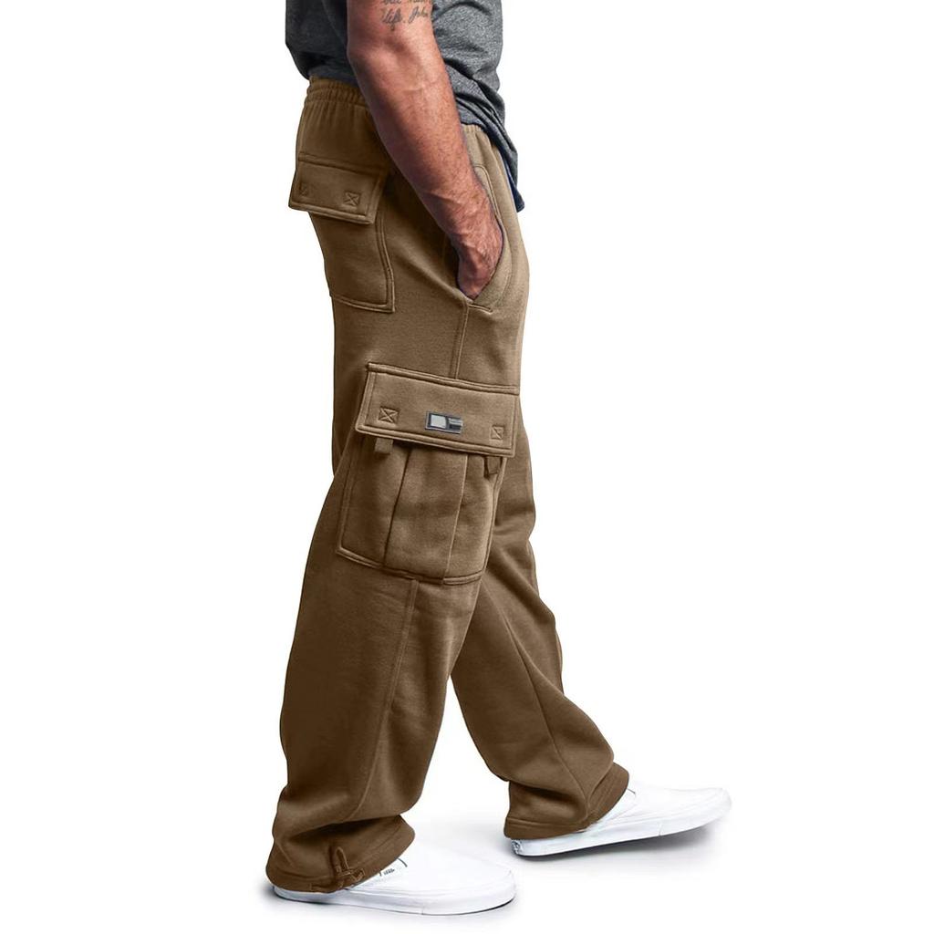 Fashion men's sports casual trousers men's drawstring multi-pocket loose work trousers men's trousers