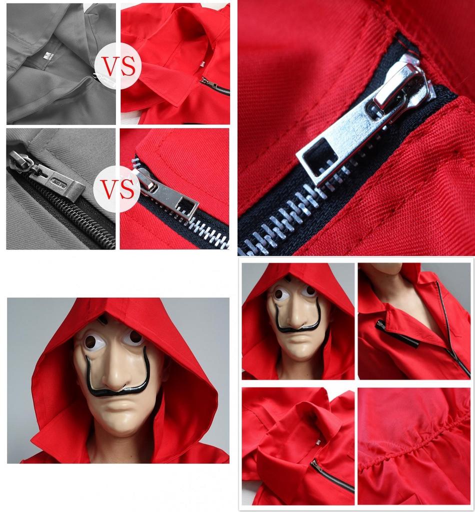 Costume alla moda di Salvador Dalí La Casa De Papel per Adulti in Vivace Colore Rosso