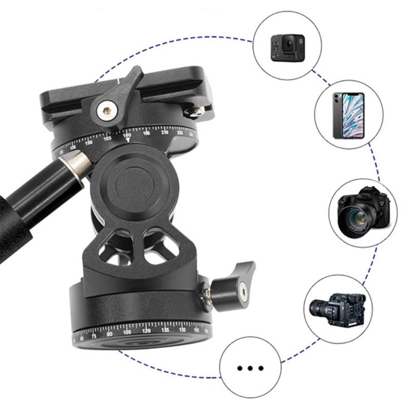 Double Panoramic Tripod Fluid Head Mini Pan Tilt Head Quick Release Plate and Handle For DSLR And Small Video Cameras