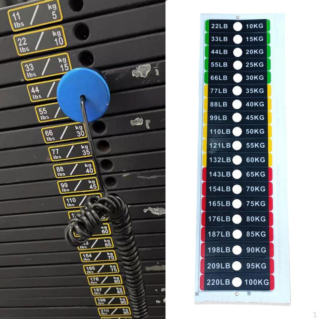 Nálepky s označením závaží pro posilovací stroje