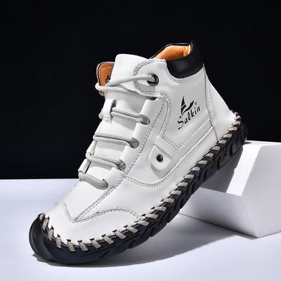2025 New Handmade Leather Casual Men Shoes Design Sneakers Man Breathable Leather Shoe Men Ankle Boots Outdoor Men's Shoes