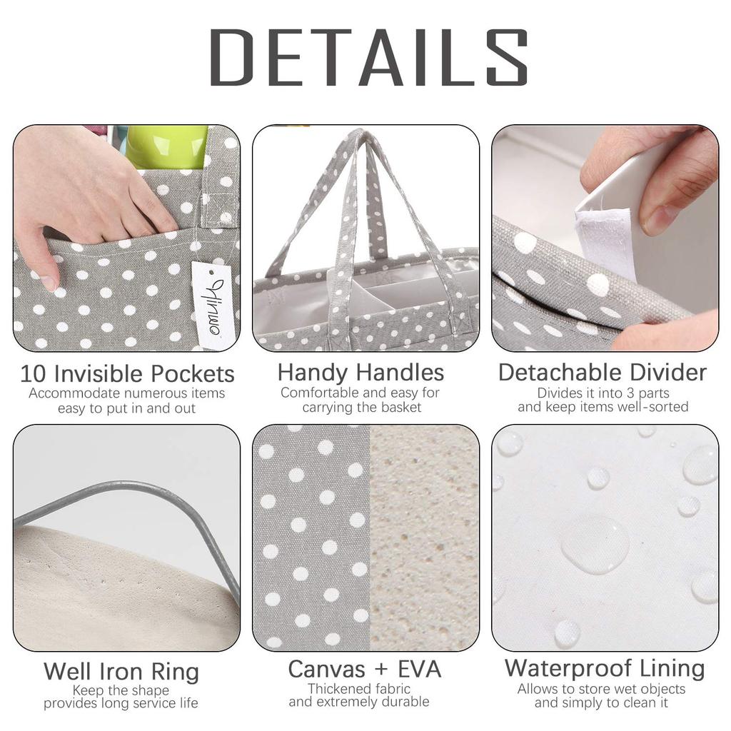 Hinwo Diaper Storage Diaper Baby Supplies Storage Preparing for Baby Gift Bag, Pouch, Case, Basket, Bag, Box, Foldable, Baby, Baby's Arrival, (Gray