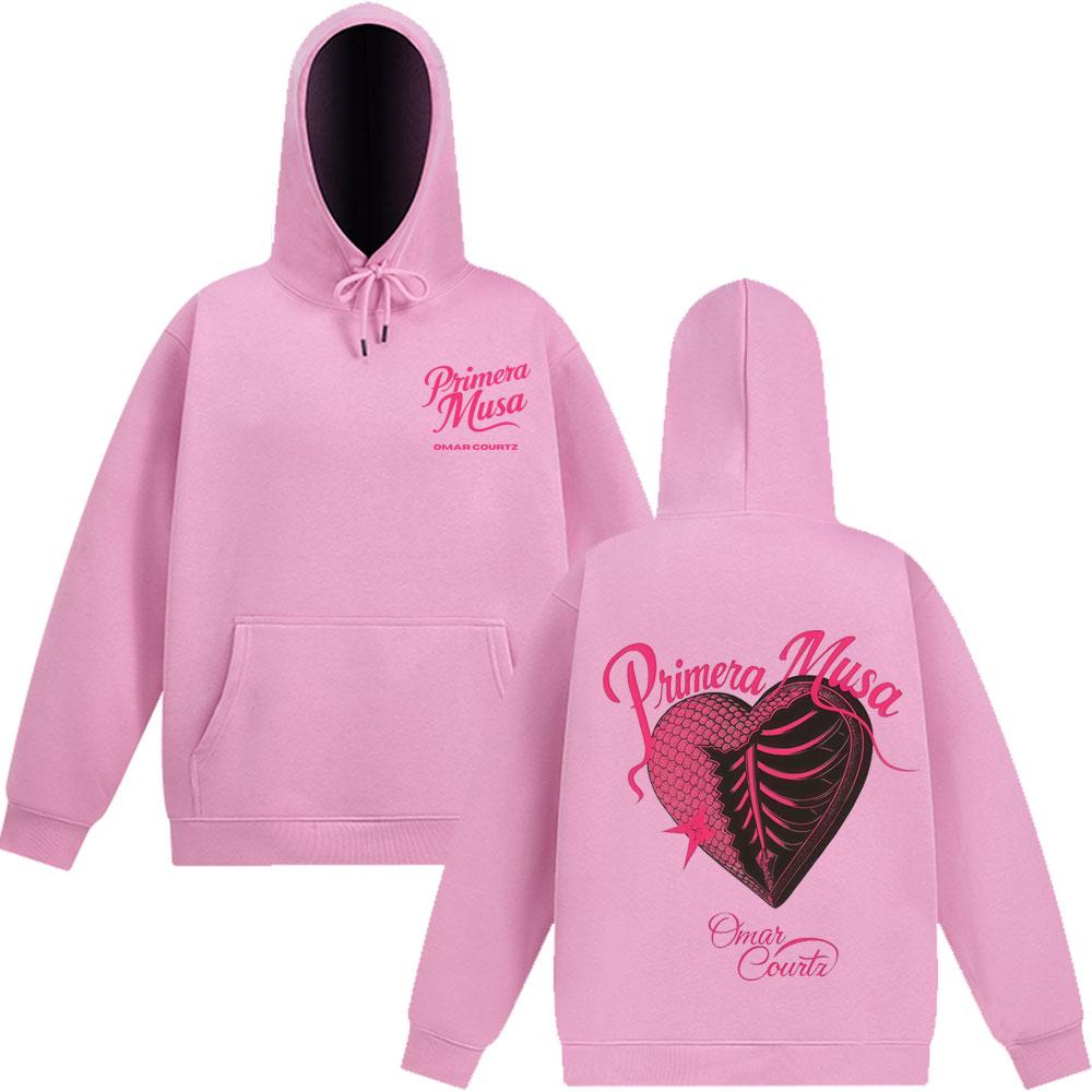 Rapper Omar Courtz Primera Musa 2025 Heart Graphic Hoodie Men Long-sleeved Loose Casual Sweatshirt Aesthetic Trendy Pullover Top