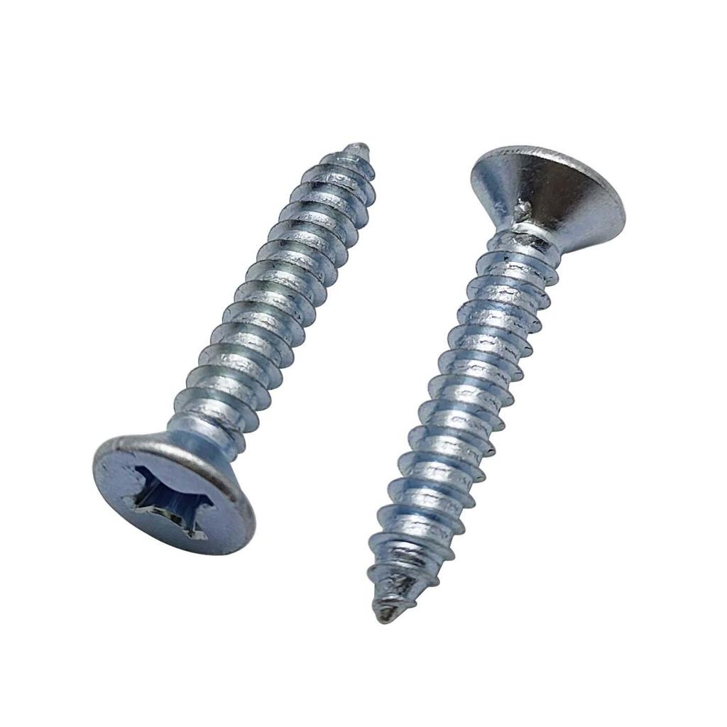 Galvanized Phillips Head Self-Drilling Screws: Flat Head, M3/M3.5/M5.5, Carbon Steel, Blue Zinc Plated.