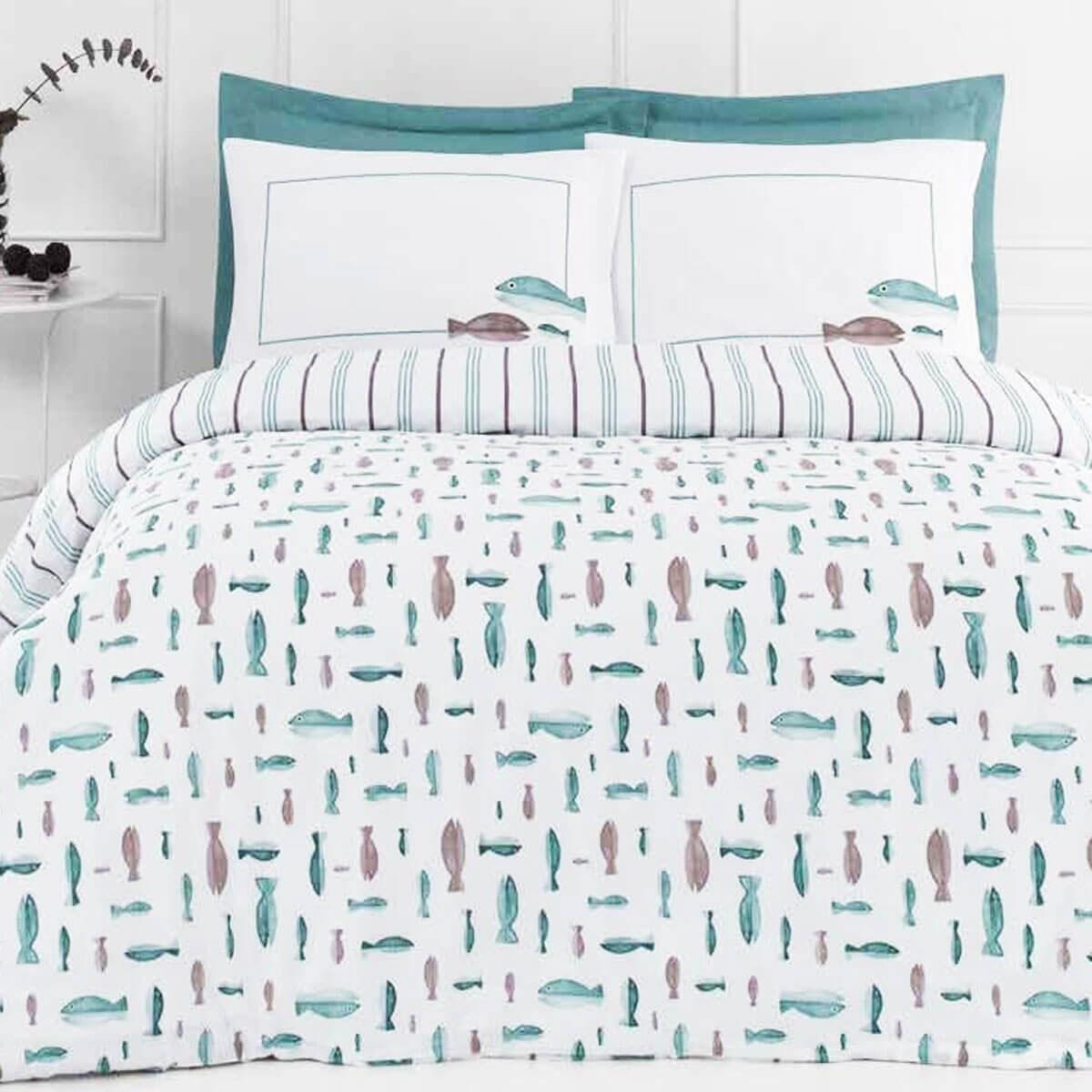 

Single Cotton Duvet Cover Set Fitted Sheet Elastic Solomon Surf