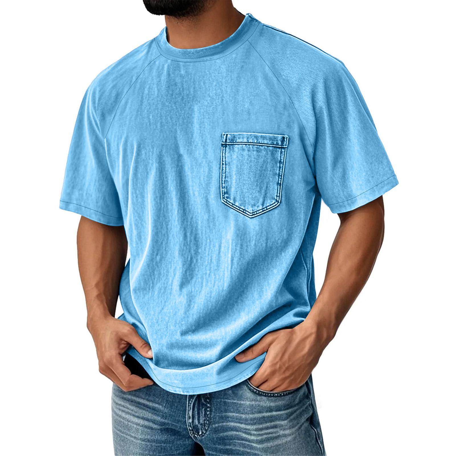 Мужской модный топ кэжуал с короткими рукавами лацканами и длиной до плеч M 1540₽