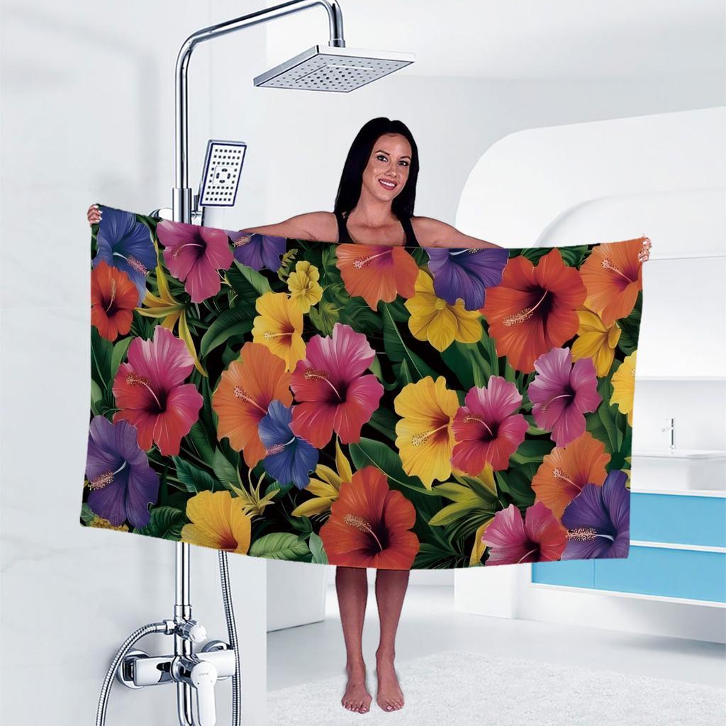 1pc flowers Print towel Sports Quick-Drying Super Absorbent Camping Towel Super Soft Lightweight Gym Swimming Yoga Beach Towel