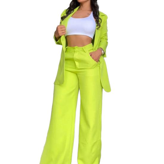 Women's Piece And Pants Suit Set Two High Waist Pants Set