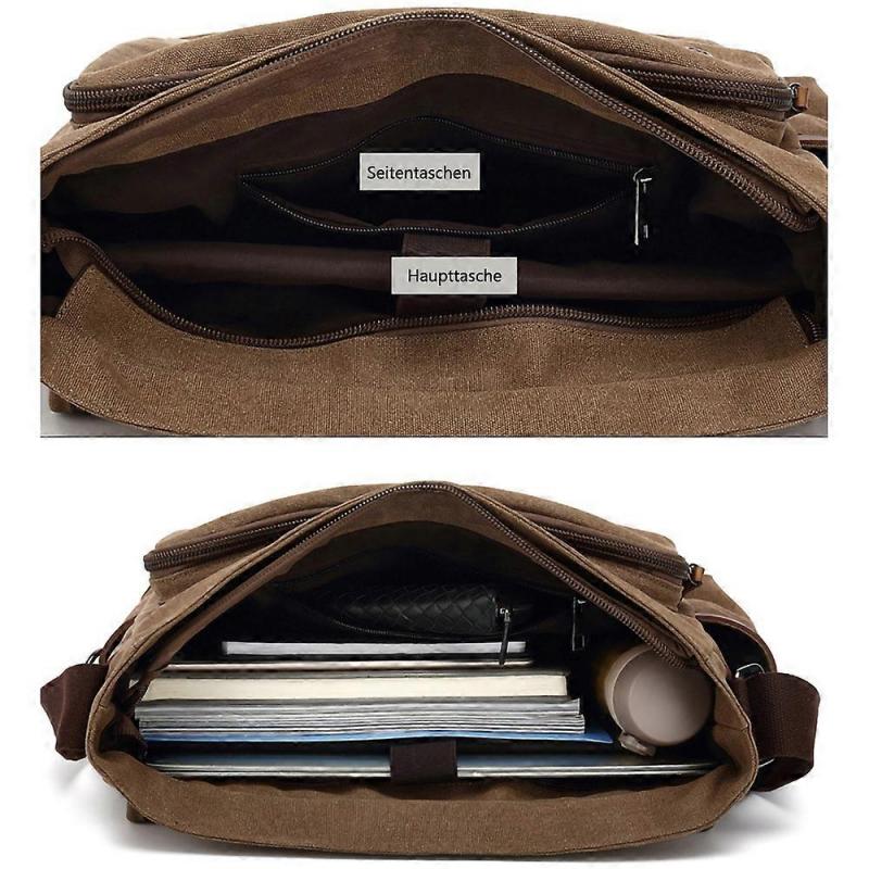 Axelremsväska i canvas / laptopväska 15,6 tum för arbete