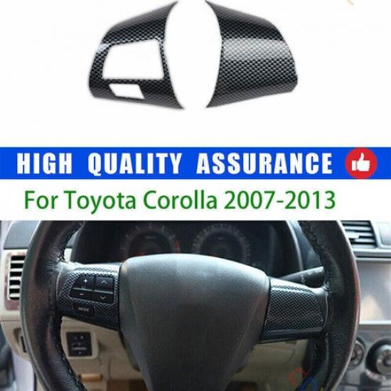 For Toyota Corolla 2007-2013 Carbon Fiber Steering Wheel Button Frame Cover Trim
