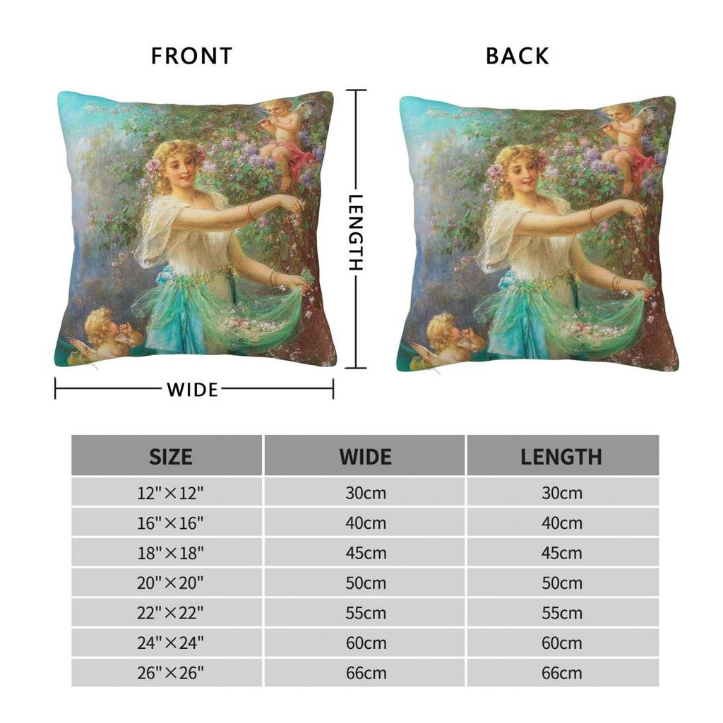 Hans Zatzka Allegory Of Spring With Cupid Square Pillowcase Polyester Linen Velvet Printed Decorative Pillow Home Cushion Case
