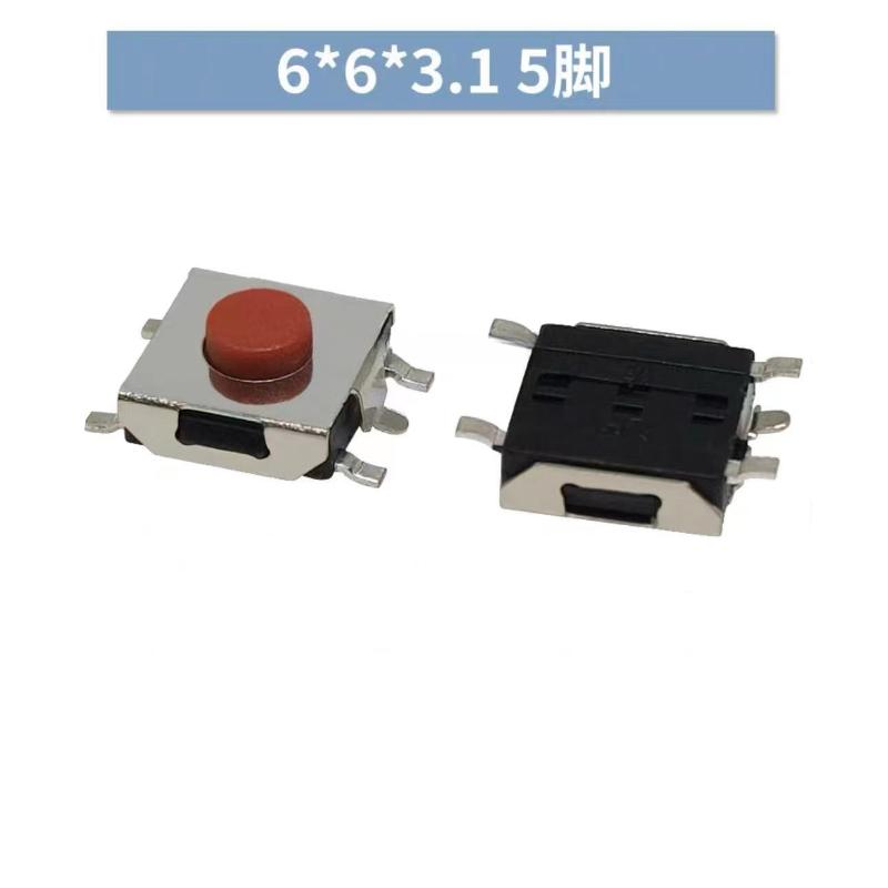 20PCS/LOT 6*6*2.5mm 3.1mm 3.4mm 5mm SMD Switch 4 / 5 Pin feet Touch Micro Switch Push Button Switches Red 6X6 Tact Switch